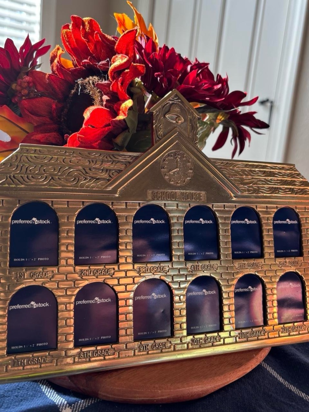 Vintage Brass School House Photo Frame